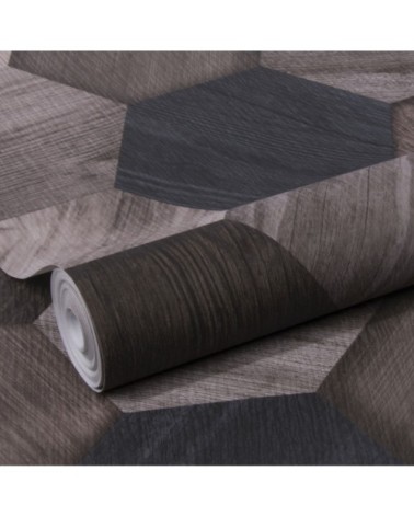 Papier peint intissé hexagone en bois gris 1005x52cm