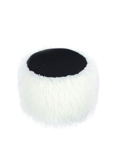 Pouf fourrure blanc et rose h38cm