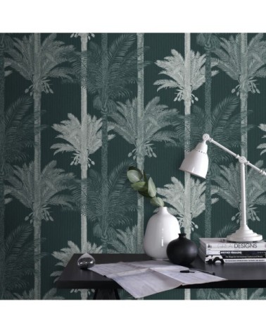 Papier peint intissé palmiers exotiques vert 1005x52cm