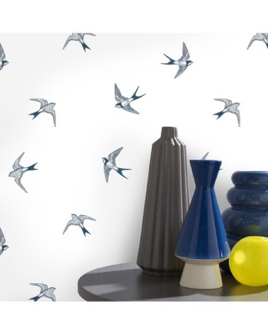 Papier peint intissé hirondelles bleu 1005x52cm