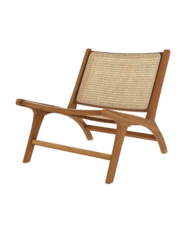 Fauteuil en teck et tressage cannage en rotin