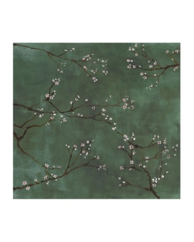 Papier peint panoramique intissé cerisiers Japonais vert 300x280cm