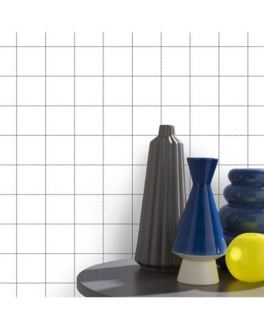 Papier peint intissé carreaux blanc noir 1005x52cm