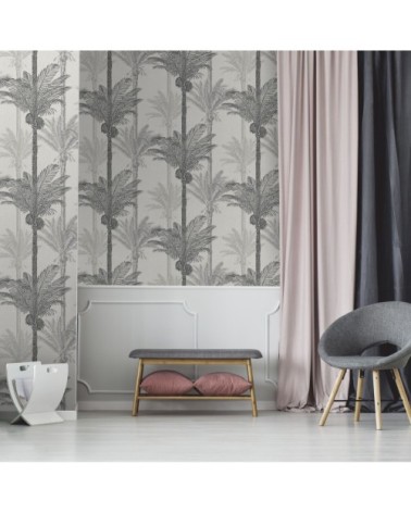 Papier peint intissé palmiers exotiques gris 1005x52cm
