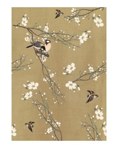 Papier peint panoramique printemps Japonais beige jaune 280x200cm