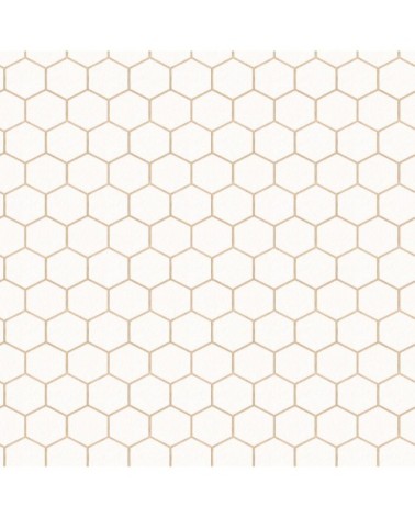 Papier peint intissé hexagone geo blanc cuivre or 1005x52cm