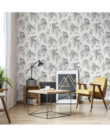 Papier peint intissé singe sapajou facétieux gris 1005x52cm