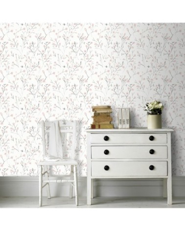 Papier peint intissé Lenny rose blanc 1000x53cm