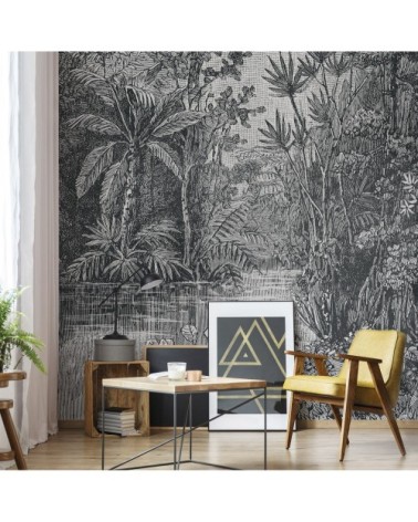 Papier peint panoramique intissé jungle gris 200x280cm
