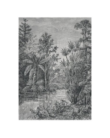 Papier peint panoramique intissé jungle gris 200x280cm