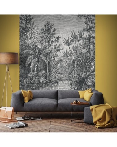 Papier peint panoramique intissé jungle gris 200x280cm