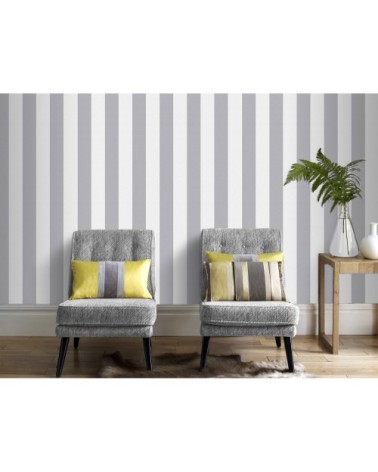 Papier peint intissé Lynn rayures gris blanc 1005x52cm