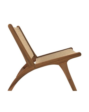Fauteuil en bois de teck et tressage vannerie en rotin