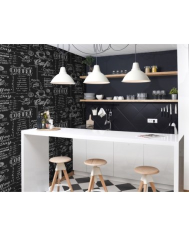 Papier peint intissé café en terrasse noir blanc 1005x52cm