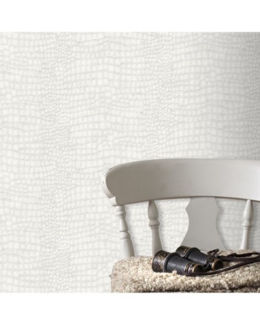 Papier peint intissé crocodile vinyle expansé blanc 1005x52cm