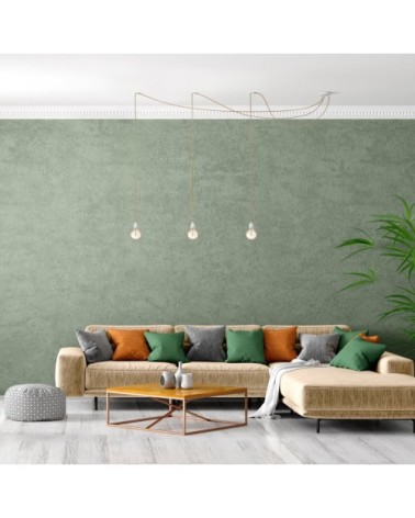 Suspensions plafonnier 3 fil naturel blanc