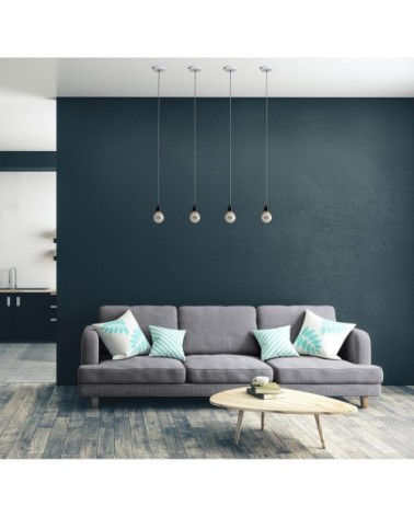 Suspension 1 fil électrique en tissu métal 2,5m douille noire