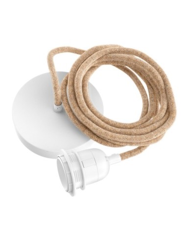 Suspensions plafonnier 1 fil naturel blanc
