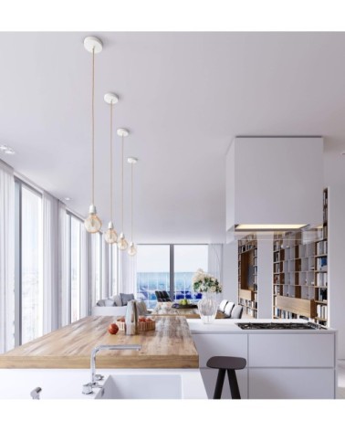 Suspensions plafonnier 1 fil naturel blanc