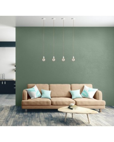 Suspensions plafonnier 1 fil naturel blanc