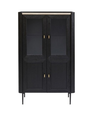 Vitrine 4 portes en peuplier et chêne brun