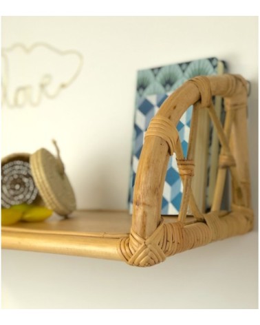 Étagère murale en rotin naturel