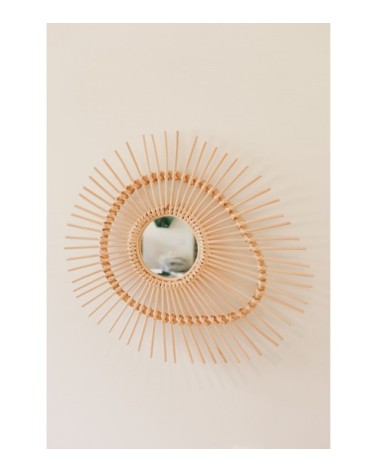 Miroir ovale en rotin naturel 75cm
