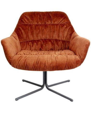 Fauteuil pivotant en velours orange et acier