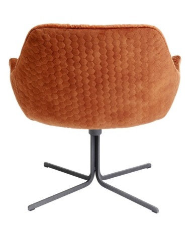 Fauteuil pivotant en velours orange et acier