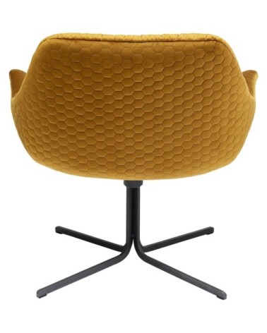 Fauteuil pivotant en velours jaune et acier