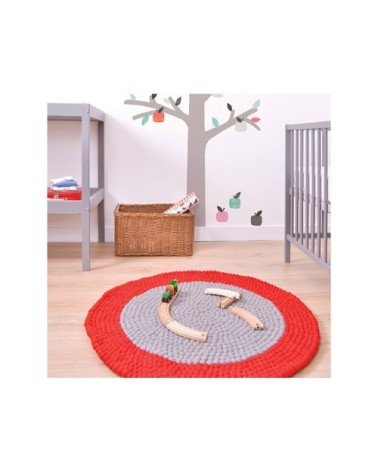 Tapis design en Laine feutrée Rouge