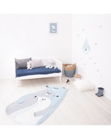 Tapis famille ours en Coton Bleu