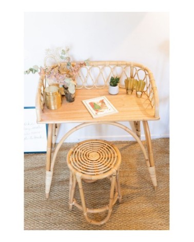 Bureau enfant ou console en rotin Naturel