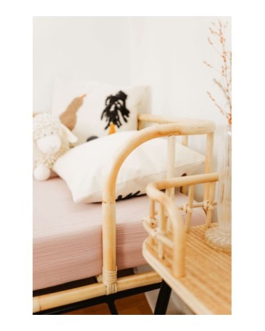 Lit banquette en rotin et métal