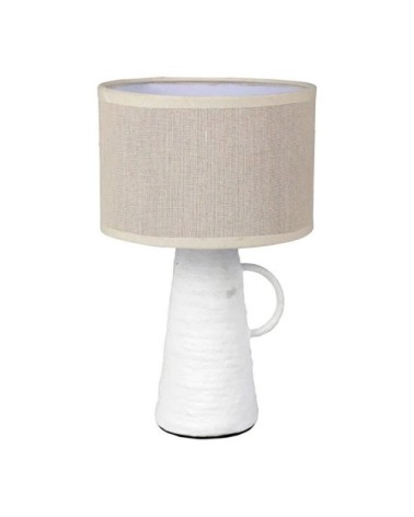 Lampe amphore métal abisko blanche beige