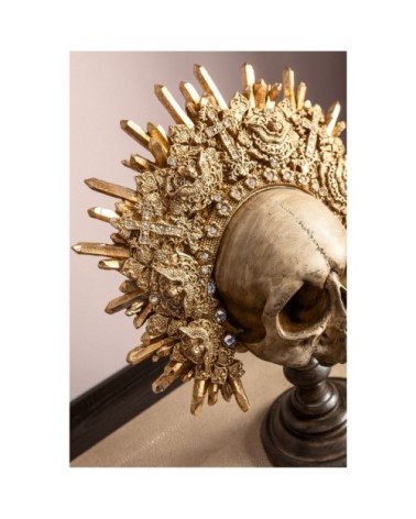 Statuette crâne avec couronne en polyrésine H42