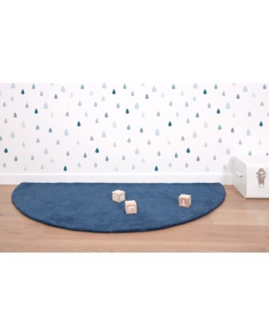 Tapis demi lune en Coton Bleu marine