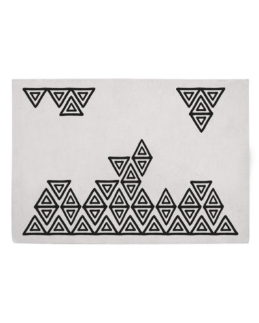 Tapis boho géo en Coton Beige