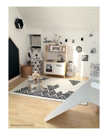 Tapis boho géo en Coton Beige