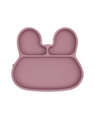 Assiette en silicone lapin  Vieux rose