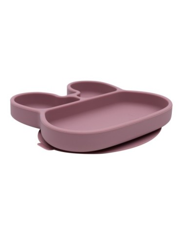 Assiette en silicone lapin  Vieux rose