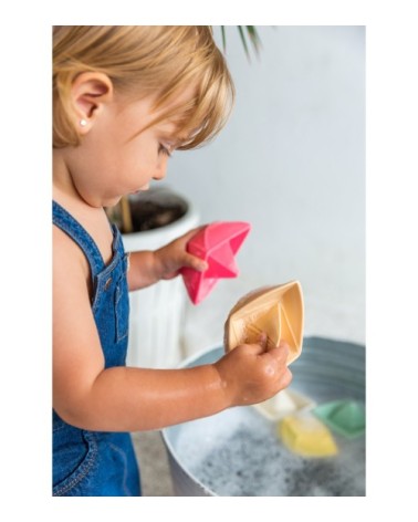 Jouet de bain bateau origami  Rose