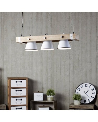 Suspension bois blanc 3 spots