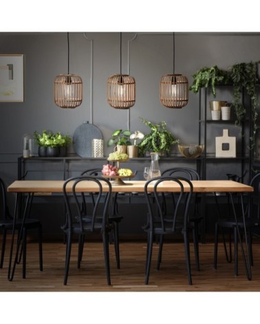 Suspension en bois 3 lumières