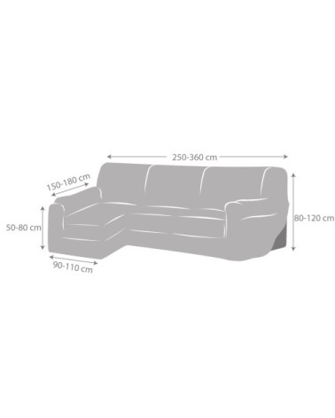 Housse de canapé en L gauche b/c marron 250 - 360 cm