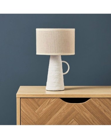 Lampe amphore métal abisko blanche beige