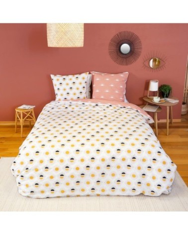 Parure de couette 100% coton 57 fils imprimée 260x240cm 2 taies