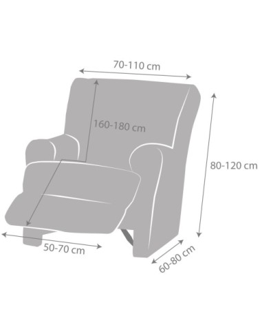 Housse de fauteuil relax XL extensible gris clair 60 - 110 cm