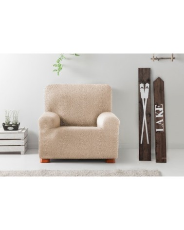 Housse de fauteuil extensible beige 80 - 130 cm
