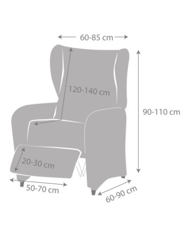 Housse de fauteuil relax extensible gris foncé 60 - 85 cm